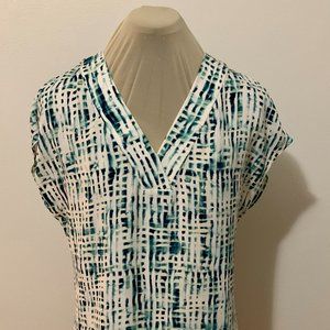 Apt 9 teal and white top